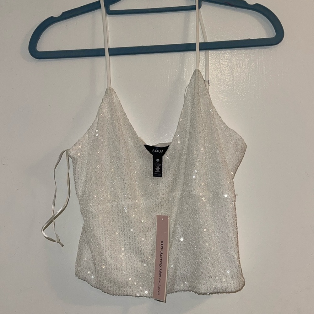 AQUA Sequins Crop Top XS